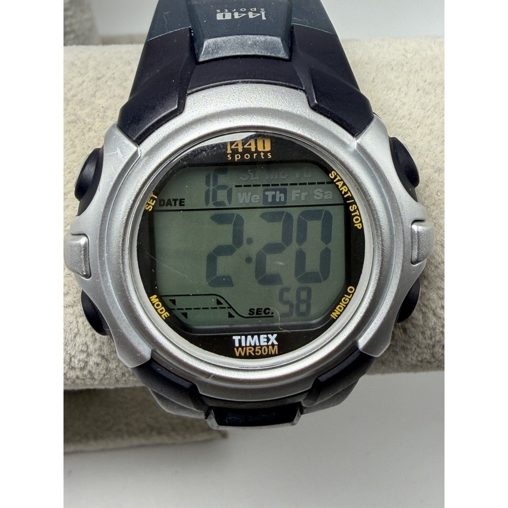 Timex 1440 Sports T5J571 New Battery Mens Digital Watch 43MM 8" Resin Band